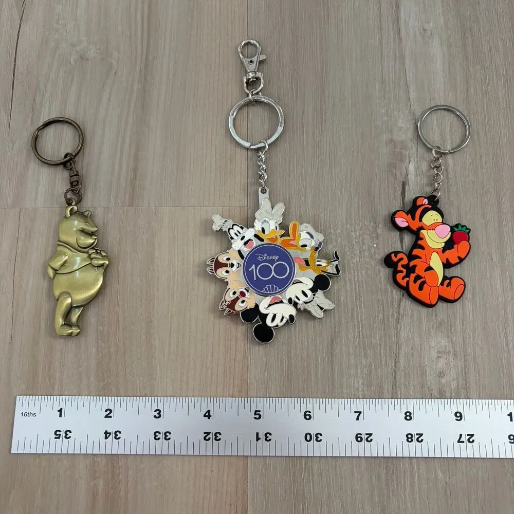 Disney Keychain Lot Of 3 Winnie The Pooh Tigger Mickey Mouse Metal Rubber